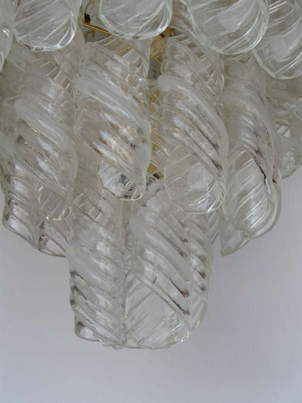 Fantastic Spiral Glass Chandelier with Murano Glass