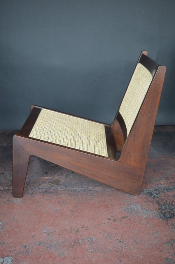 Pair of Pierre Jeanneret Style 'Kangourou' Cane Lounge Chairs, 1950's.