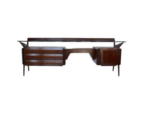 Mid-Century Italian Walnut & Rosewood Vanity Console by Carlo De Carli. 1950's.