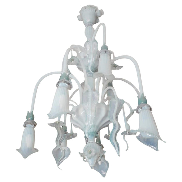 Venetian Opaline and Blue Chandelier by Galliano Ferro, 1950's.