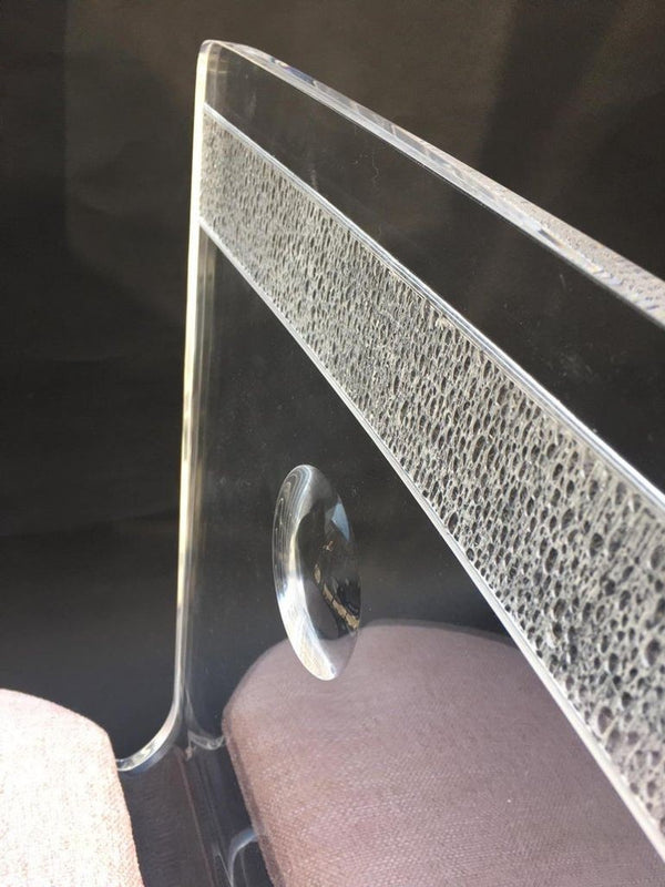 Set of Four Acrylic & Metal Bar Stools with Fabric Cushions. U.S.A. 1980's.