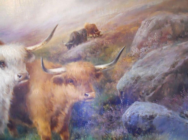 "Morning in the Highland" by John Morris, Signed Oil on Canvas, USA, 1890's.