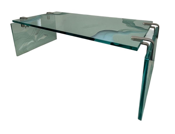Etched Glass Coffee Table in the Style of Fontana Arte, Italy, 1960's.
