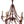 Load image into Gallery viewer, 1950's Turkish Hand-Carved Wooden 6-Arm Chandelier Beaded & Hand-Painted