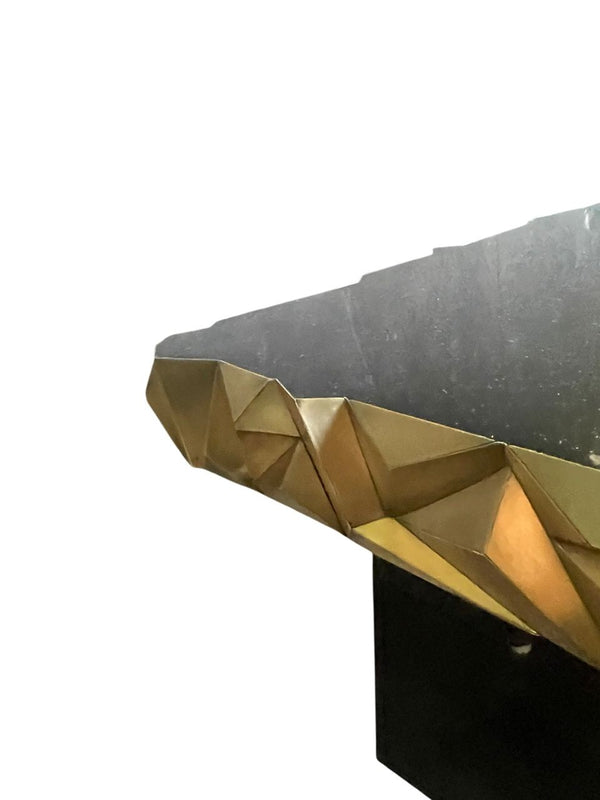 Luxurious Modern Console Table with Black Resin & Brass Details, U.S.A. 21st C.