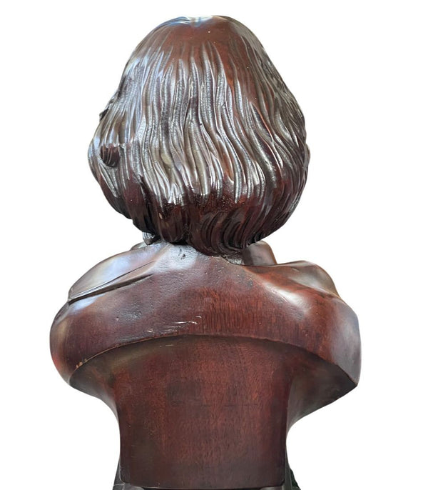 20th C. Victorian Mahogany Bust of William Shakespeare, U.S.A.