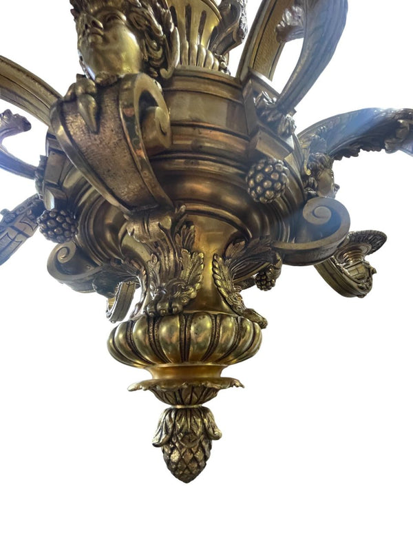 Louis XV "Mazarin" Solid Bronze Chandelier, Late 19th Century, France