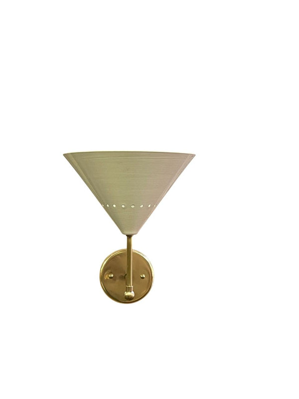 Pair Italian Sconces w Enameled Shades & Matching Pendant in Style of Stilnovo