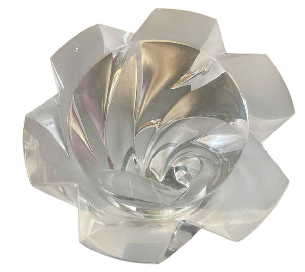 Lalique "Narcisse" Swirl Glass Vase, Signed. France, 1970's.