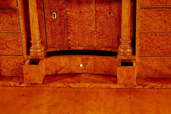 19th Century Biedermeier Secretary Desk in Maple Burl