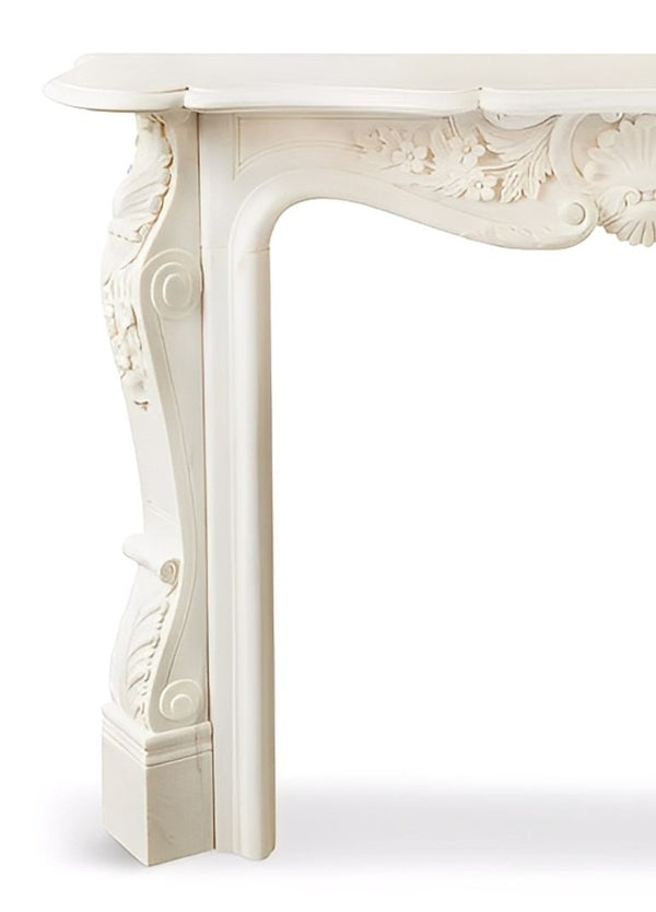 Carrara Marble Fireplace Mantel - Rococo Style – Italy, Late 19th Century.