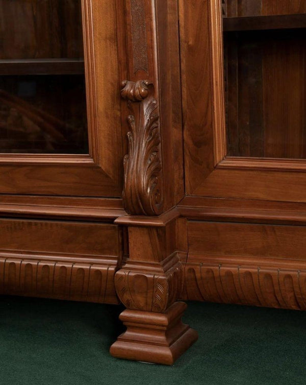 Monumental Late 19th Century Italian Walnut Three-Door Bookcase