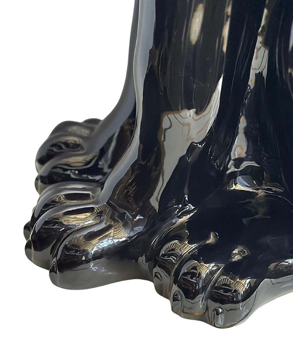Vintage Italian Black Panther Ceramic Sculpture with Swarovski Crystals, c. 1980's