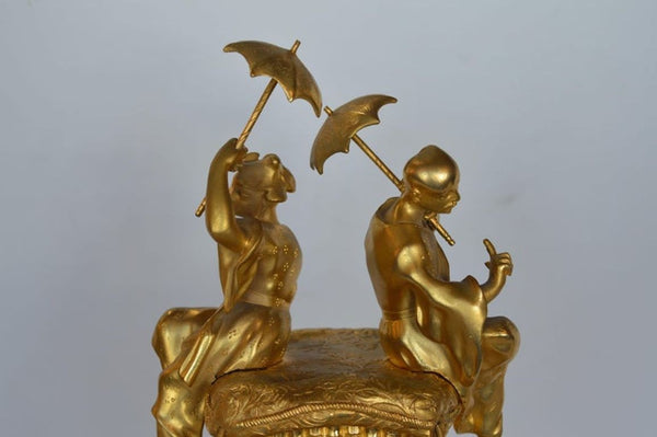 19th C Louis XV Style Gilt Bronze Elephant Clock Signed by Barreau F. de Bronzes