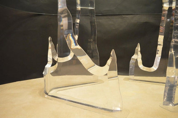 Stunning Signed Lion in Frost "Iceberg" Acrylic Dining Table, U.S.A. 1970's.