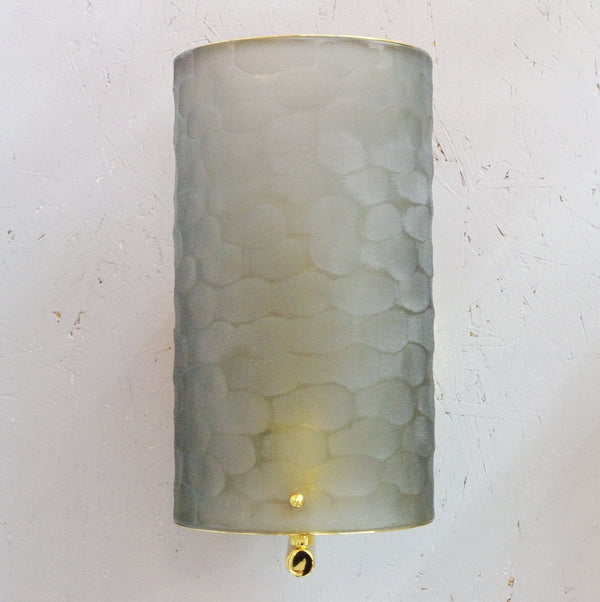 Set of Three Limited Edition Battuto Smoky Murano Glass Sconces. Italy, 1980's.
