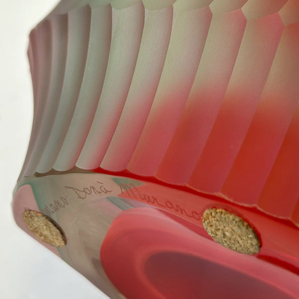 Vintage Italian Red & Clear Murano Glass Vase by Romano Dona, c. 1960's