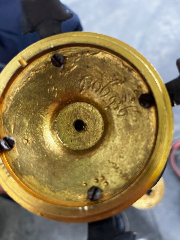 Pair of French Napoleon III Bronze & Rouge Marble Candelabras