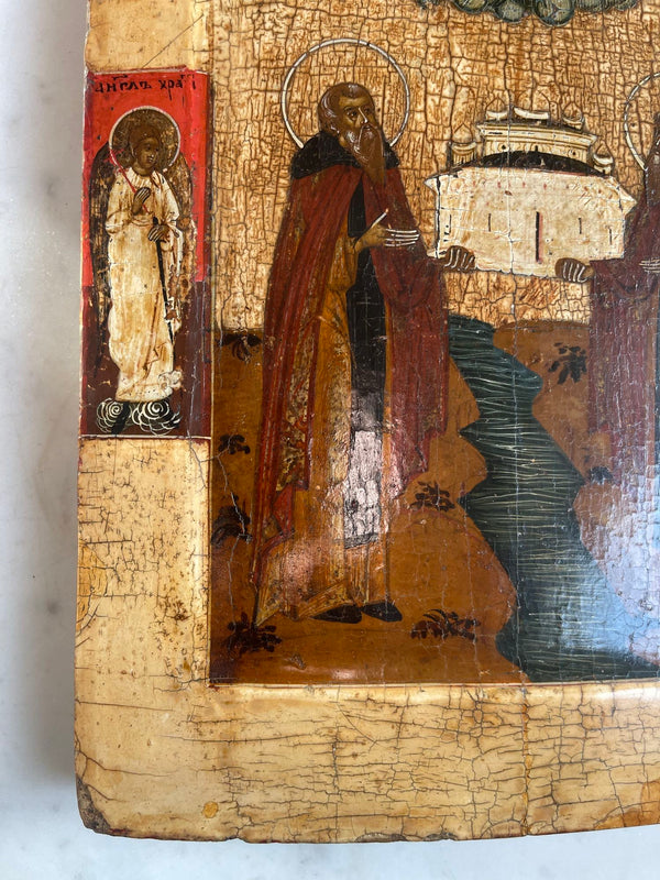 19th C. Russian Icon Depicting St. Zossima & St. Savaati of Solovetsk