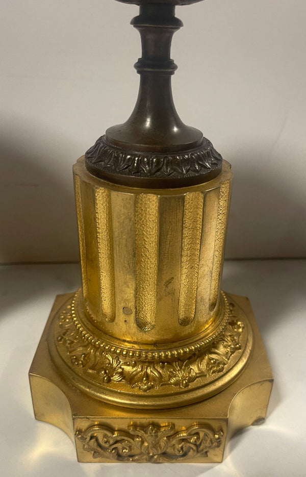 Pair of Greek Revival Bronze Relief Neoclassical Tazze with Bacchanalian Motifs