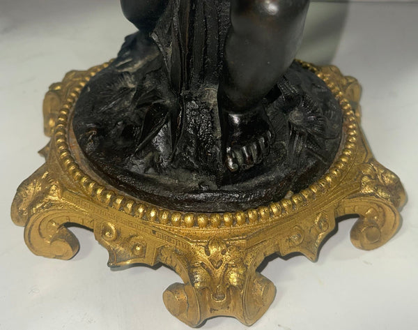 Pair of 19th C. Gilt Bronze Garnitures with Shell-Form Bowls Supported by Angels