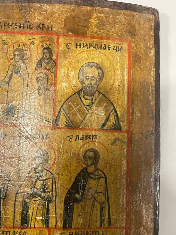 19th Century Russian School Icon with Three Registers