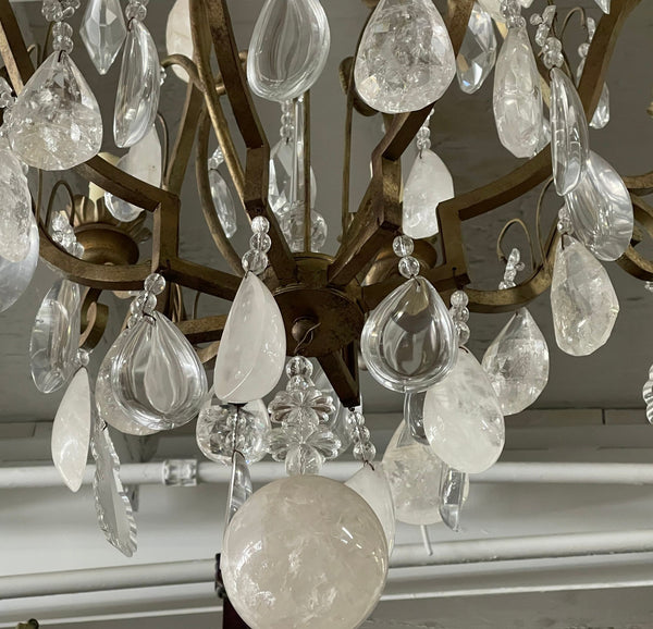 20th Century Italian Rock Crystal Chandelier with Eight Lights