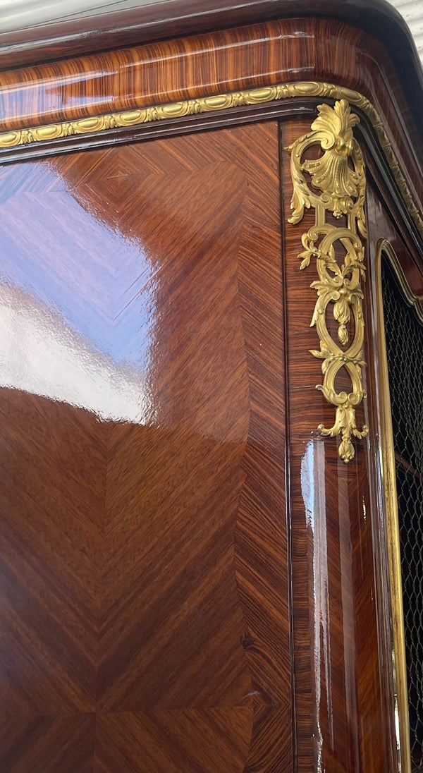 Signed Paul Sormani Bronze-Mounted Three-Door Cabinet / Vitrine, France, 19th C.