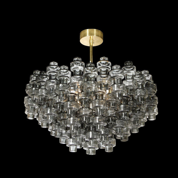Modernist Murano Smoked Grey Manubri Glass Chandelier. Italy, 21st Century.