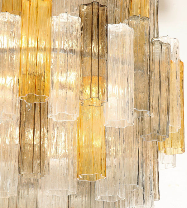 Murano "Tubi Tronchi" Glass Chandelier, Attributed to Toni Zuccheri for Venini.