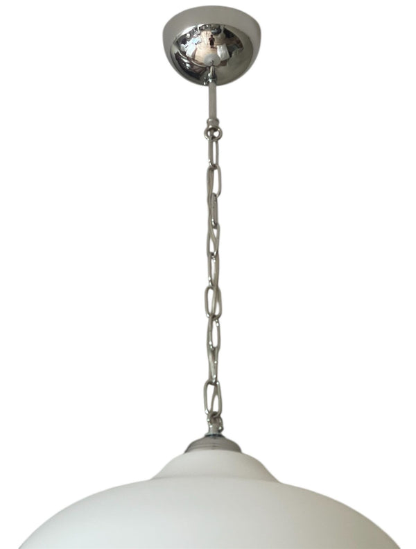 Set of Six Italian Murano Milky White Glass Pendants, 1980's.