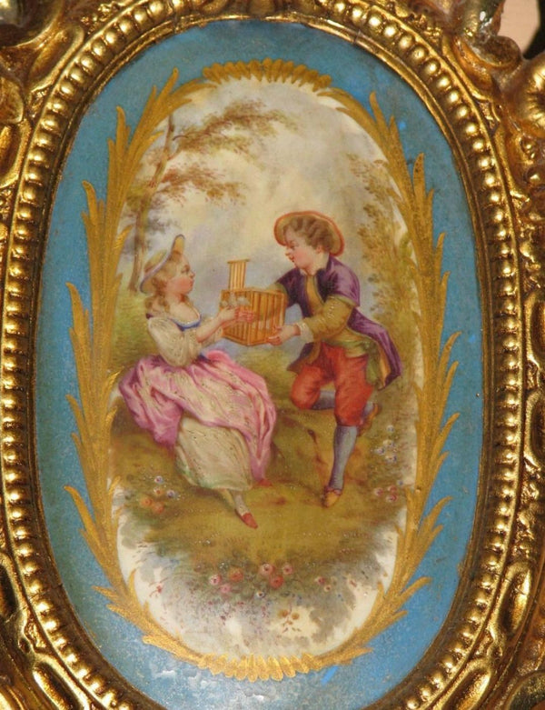 Large French 19th Century Rococo Giltwood Mirror with Sevres Porcelain Plaques