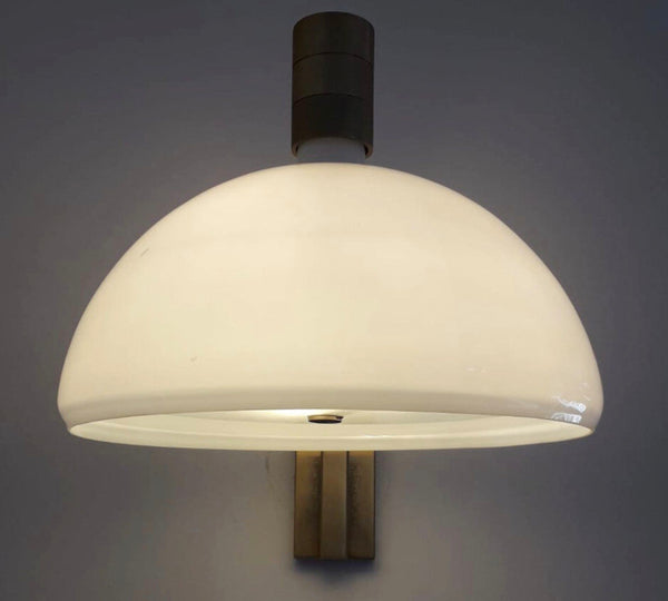 Set of Six Mid-Century Sconces with Opaline White Glass by Sirrah. Italy, 1960's