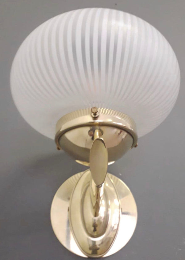 Set of Ten White Ribbed Bowl Murano Sconces by Barovier e Toso. Italy, 1950's