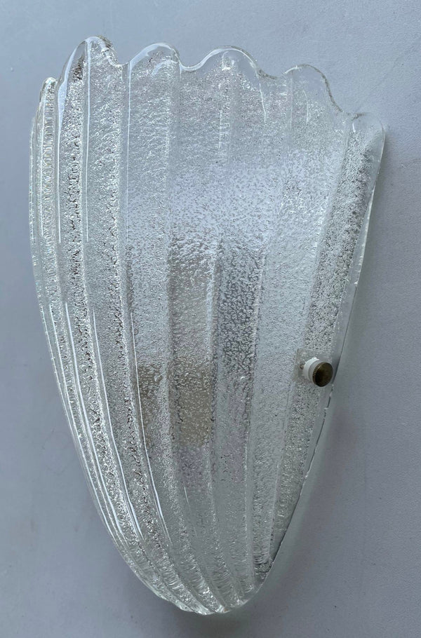 Set of Twelve Clear Graniglia Shield Murano Glass Sconces. Italy, 1960's.