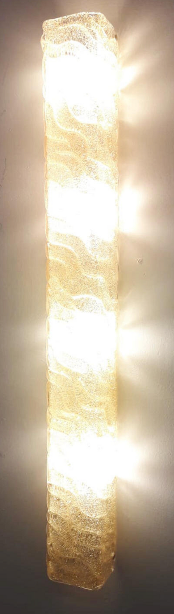 Set of Three Long Canale Amber Sconces by Barovier e Toso, Italy, 1960's.