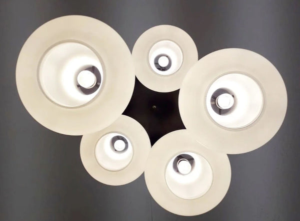 Stilnovo Italian Pendant Flush Mount, 5 Lights, Adjustable, 1960's.