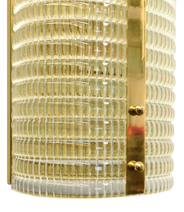 Set of Five Italian "Colonna" Murano Glass & Brass Sconces, 1970's.