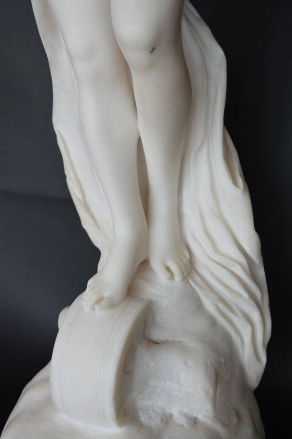 Late 19th Century Italian Carrara Marble Statue of a Young Lady.