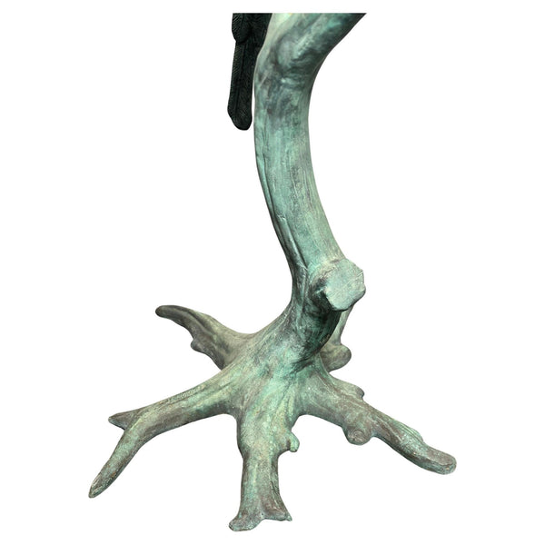 Vintage Parrot Bronze Sculpture w/ Green Patina After J. Moigniez