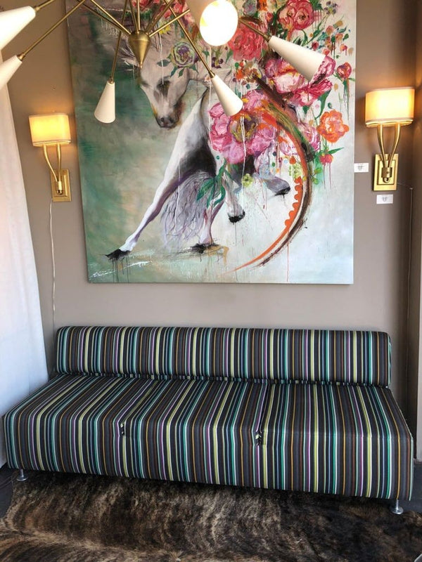 Modern Striped Low Back Sofa, U.S.A. 2005.