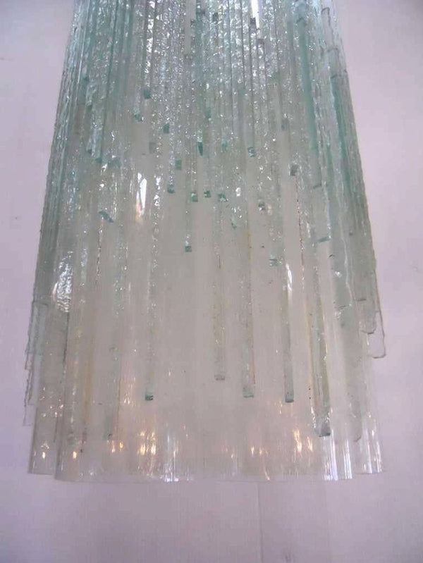 Vintage Pendant w/ Frosted Murano Glass Tubes Designed by Poliarte, Italy, 1970s
