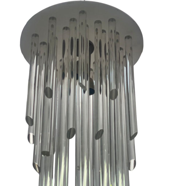 Waterfall Style Flush Mount Chandelier with Acrylic Rods. U.S.A. 1980's.