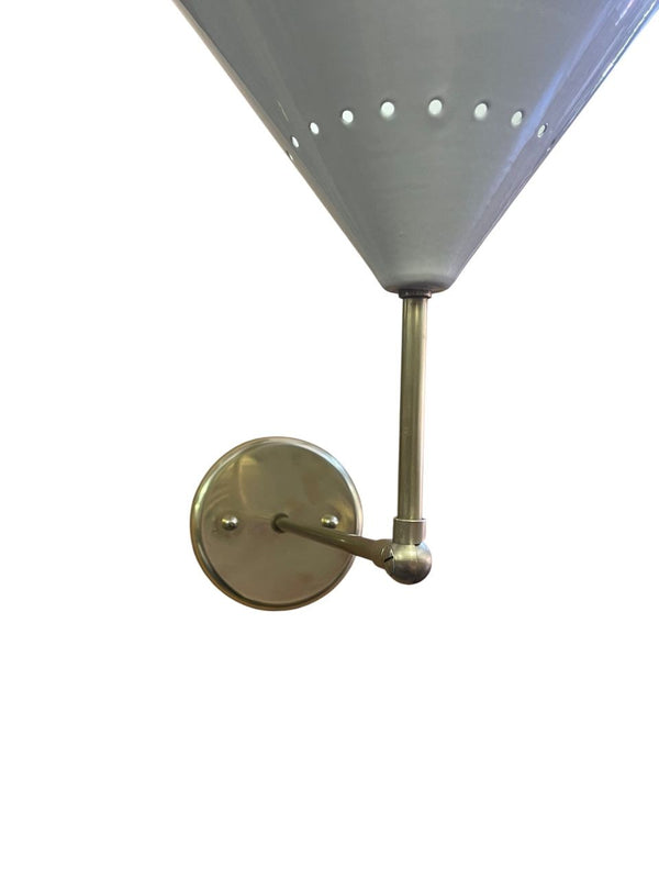 Pair Italian Sconces w Enameled Shades & Matching Pendant in Style of Stilnovo