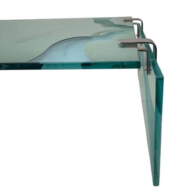 Etched Glass Coffee Table in the Style of Fontana Arte, Italy, 1960's.