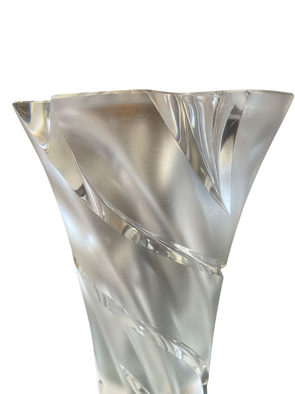 Lalique "Narcisse" Swirl Glass Vase, Signed. France, 1970's.