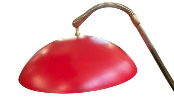 Italian Stilnovo Counterbalance Floor Lamp with Stamped Marble Base, Circa 1960.