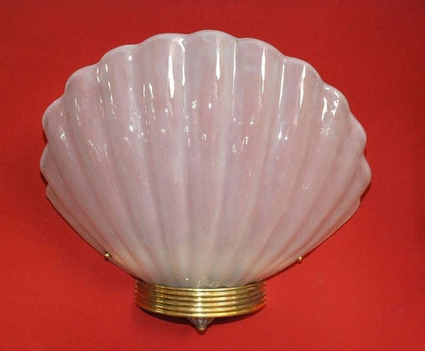 Set of Thirteen Oversized Murano Shell Sconces by Barovier e Toso, Italy, 1950's