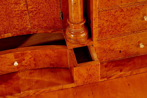 19th Century Biedermeier Secretary Desk in Maple Burl
