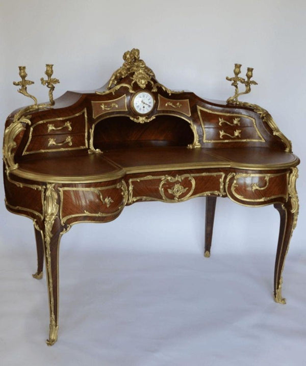 French Palatial Louis XV Gilt Bronze Bureau-Plat Cartonnier '19th Century'